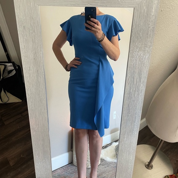 Vince Camuto Women’s Crepe Dress Flutter Sleeves - Picture 6 of 6